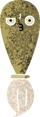 Bir insan tarafından çizilmiş bir boya fırçasının retro çizim tarzı karikatürü