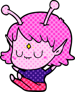 Bir insan tarafından çizilmiş uzaylı kız.