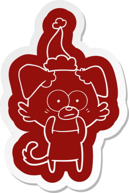 Bir insan tarafından çizilmiş Noel Baba şapkasının garip bir çizgi filmi çıkartması.