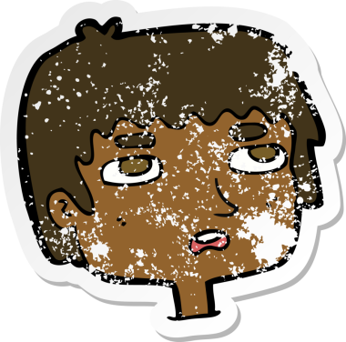 Bir insan tarafından çizilmiş mutsuz bir karikatürün gerilimli yapıştırması.