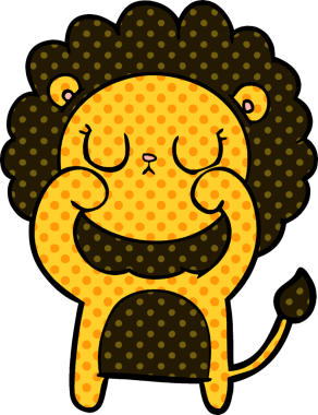 Bir insan tarafından çizilmiş çizgi film aslanı.