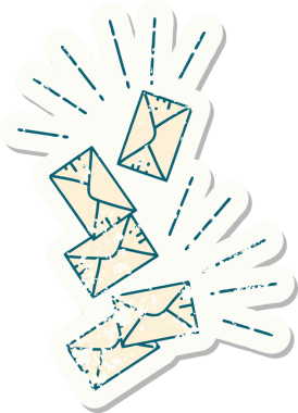 Bir insan tarafından çizilmiş dövme stili eski bir etiket.