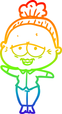 Gökkuşağı gradyan çizgi çizimi Bir insan tarafından çizilmiş mutlu yaşlı kadın