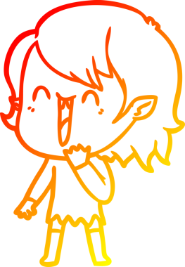 Bir insan tarafından çizilmiş sevimli, mutlu bir vampir kızın çizgi çizimi.