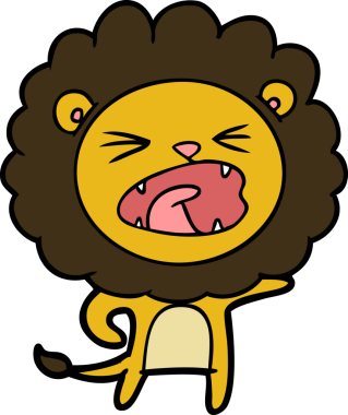 Bir insan tarafından çizilmiş çizgi film aslanı.