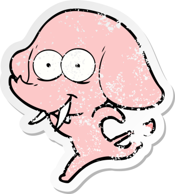 Bir insan tarafından çizilmiş mutlu bir filin sıkıntılı çıkartması.