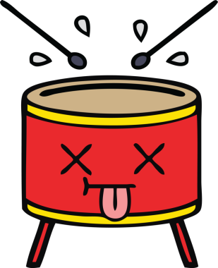 Bir insan tarafından çizilmiş şirin davul karikatürü.