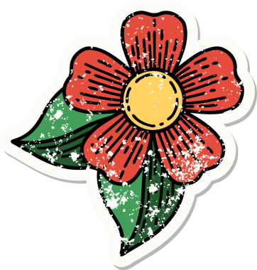 Bir insan tarafından çizilmiş geleneksel bir çiçek stili dövmesi.