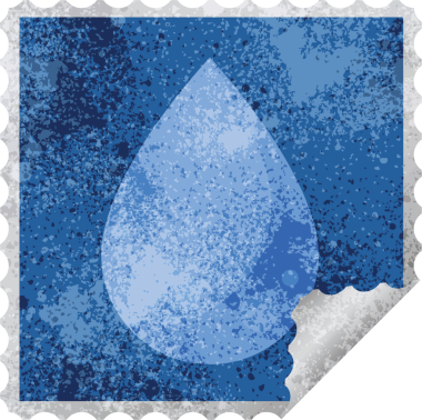 bir insan tarafından çizilen yağmur damlası kare etiketi