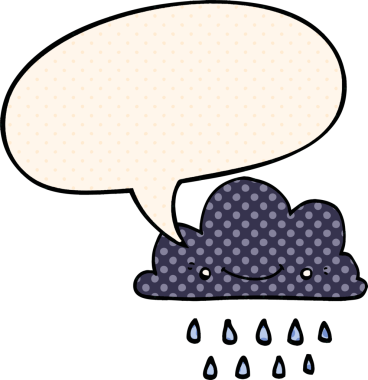 Bir insan tarafından çizilmiş çizgi roman tarzında konuşma baloncuğu olan karikatür fırtına bulutu