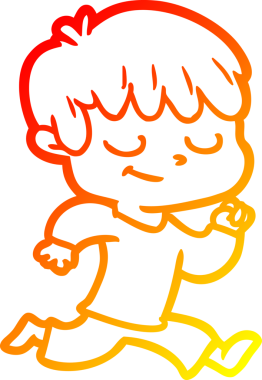 Bir insan tarafından çizilen mutlu bir çocuğun sıcak çizgi çizimi.