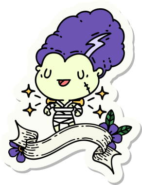 Bir insan tarafından çizilmiş dövme stili zombi gelin karakteri.