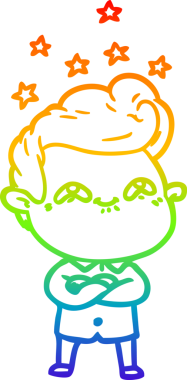 Gökkuşağı gradyanı çizimi bir insan tarafından çizilmiş heyecanlı bir çizgi film