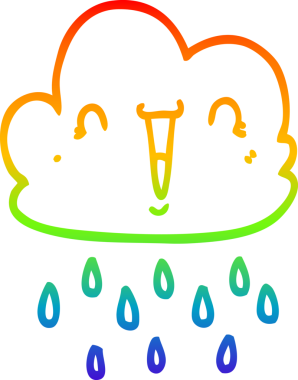 Gökkuşağı gradyan çizgi çizimi bir insan tarafından çizilmiş fırtına bulutu