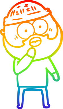 Bir insan tarafından çizilmiş, şok olmuş sakallı bir adamın çizimi.