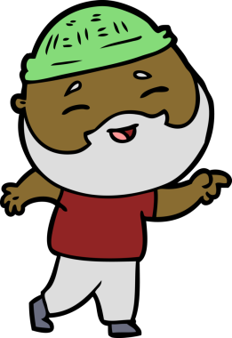 Bir insan tarafından çizilmiş mutlu sakallı bir adam.