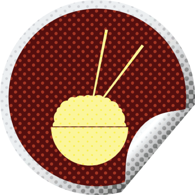 Pirinç kase dairesel kabuk soyma etiketi bir insan tarafından çizilmiş.