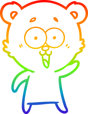 Bir insan tarafından çizilmiş gülen oyuncak ayının çizdiği gökkuşağı gradyan çizgisi.