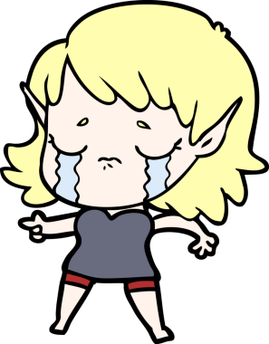 Bir insan tarafından çizilmiş ağlayan elf kızı.