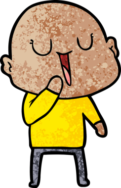 Bir insan tarafından çizilmiş mutlu, kel adam.