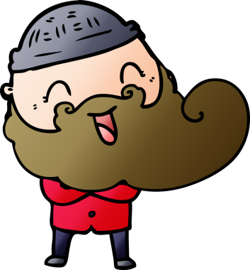 Bir insan tarafından çizilmiş mutlu sakallı adam.