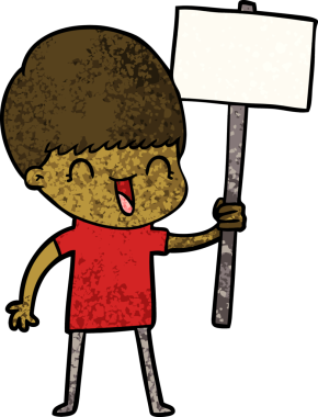 Bir insan tarafından çizilmiş mutlu çizgi film çocuğu.