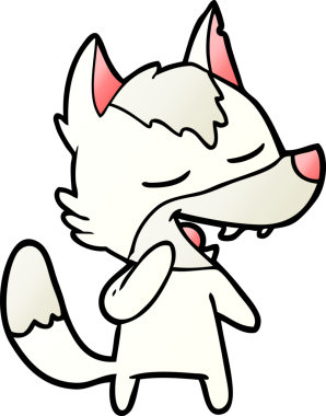 Bir insan tarafından çizilmiş gülen bir kurt.