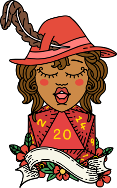 Bir insan tarafından çizilmiş 20 zarlı Retro Dövme Tarzı insan ozanı