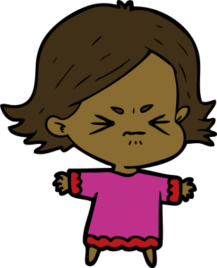 Bir insan tarafından çizilmiş kızgın bir kadın.