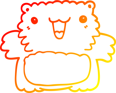 Bir insan tarafından çizilen çizgi film ayısının sıcak çizgi çizimi