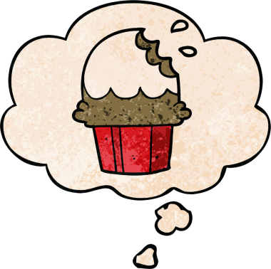 Bir insan tarafından çizilmiş grunge desenli düşünce baloncuklu çizgi film keki.