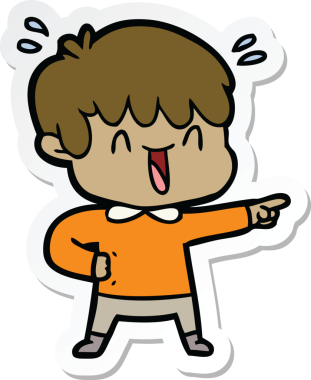 Bir insan tarafından çizilmiş, gülen bir çocuğun çıkartması.