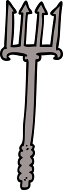 Bir insan tarafından çizilmiş üç çatallı mızrak.