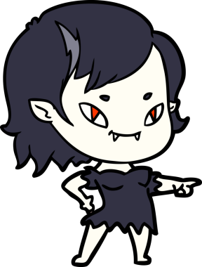 Çizgi film dostu vampir kız bir insan tarafından çizilmiş.