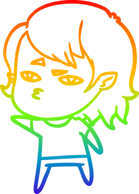 Gökkuşağı gradyan çizimi Bir insan tarafından çizilen vampir kız çizgi