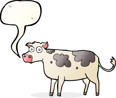 Bir insan tarafından çizilmiş serbest konuşma balonu karikatürü ineği