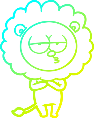 Bir insan tarafından çizilmiş, karikatür çizen, yorgun bir aslan.