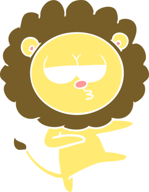 Bir insan tarafından çizilmiş düz renkli çizgi film sıkılmış aslan dansı.