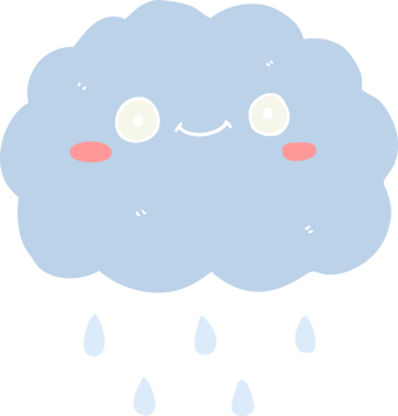 Bir insan tarafından çizilmiş şirin düz renkli çizgi film bulutu