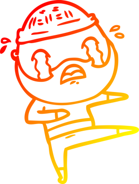 Bir insanın çizdiği ağlayan sakallı bir dansçının sıcak çizgi çizimi.