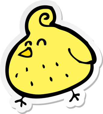 Bir insan tarafından çizilmiş çizgi film kuşunun çıkartması.