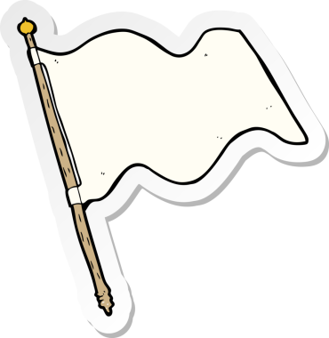 Bir insan tarafından çizilmiş beyaz bayrağın çıkartması.