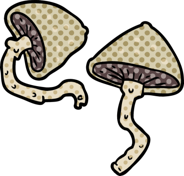 Bir insan tarafından çizilmiş vahşi mantarlar.