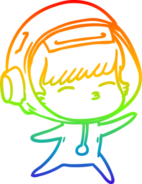 gökkuşağı gradyan çizimi bir insan tarafından çizilmiş meraklı astronot çizgi