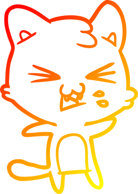 Bir insan tarafından çizilmiş çizgi film kedisinin sıcak çizgi çizimi