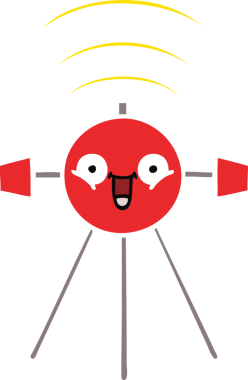 Bir insan tarafından çizilmiş düz renkli bir uydu karikatürü