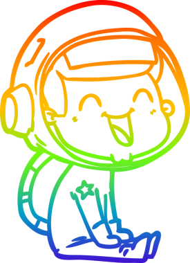 gökkuşağı gradyan çizimi mutlu bir çizgi astronot çizimi bir insan tarafından çizildi