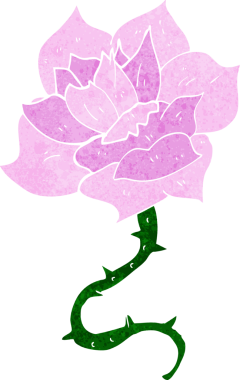 Bir insan tarafından çizilmiş çizgi film gülü