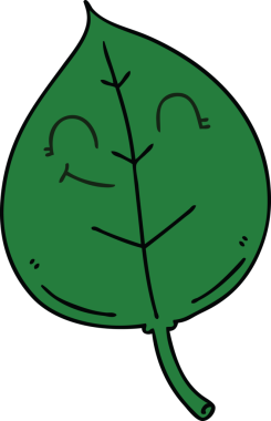 Bir insan tarafından çizilmiş garip çizgi film mutlu yaprak.