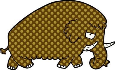 Bir insan tarafından çizilmiş mamut çizgi filmi.